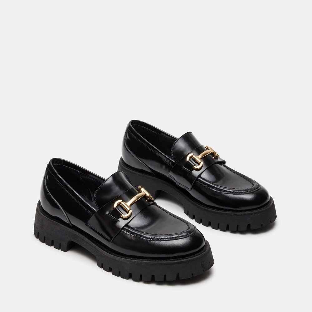 Steve Madden LANDO BLACK LEATHER Loafers Size 9.5
